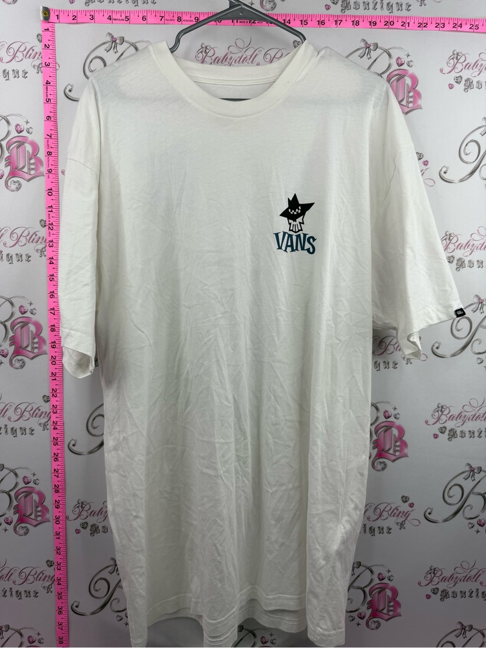 Vans tshirt creepy logo style White Short Sleeve Tee with Black Star Logo
